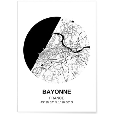 Affiche Carte Bayonne L'AFFICHERIE