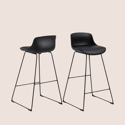 Tabourets de bar en métal et simili (lot de 2) - LILIAN HELLIN, DEPUIS 1862