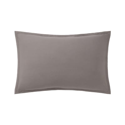 Taie d'oreiller en percale de coton gris, ALCOVE DESFORGES
