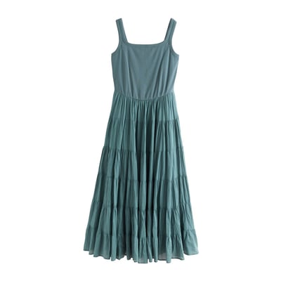 Robe midi côtelée sans manches à col carré NEXT