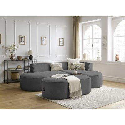 Canapé d'angle fixe 5 places en velours côtelé avec pouf, ROUSSEAU BOBOCHIC