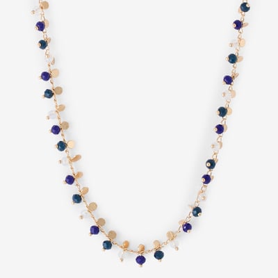 Collier doré perles à facettes bleues BALABOOSTE