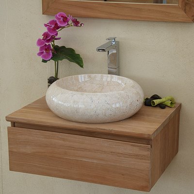 Meuble suspendu 1 tiroir en teck massif 60 cm - KHALEI WILDWATER