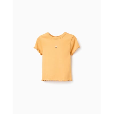 T-shirt côtelé avec fleur brodée ZIPPY