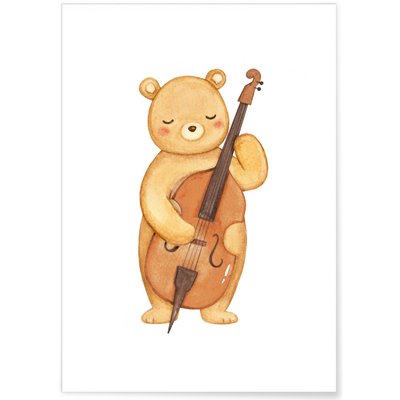 Affiche Enfant Ours Violoncelle L'AFFICHERIE