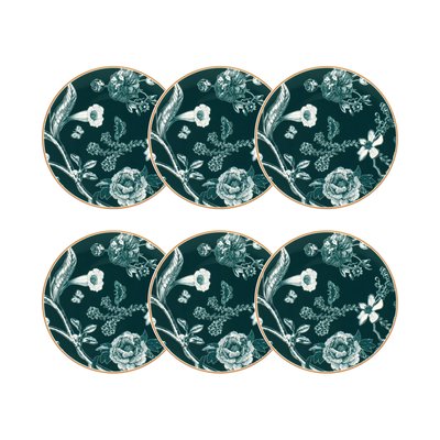 Lot de 6 assiettes à dessert en porcelaine 20cm, BOTANIC NOVASTYL