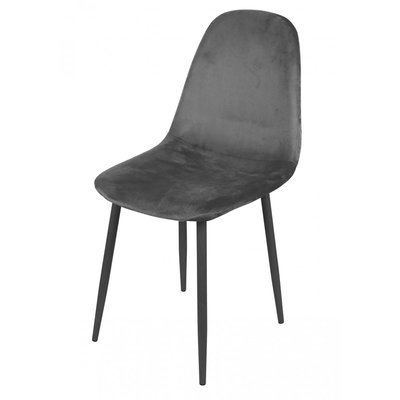 Chaise en velours gris pieds en métal noir - 44x53x88cm WADIGA