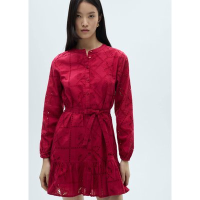Robe volants ajourés et brodés MANGO