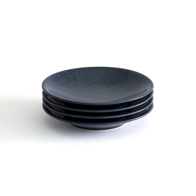 4er-Set Dessertteller Preto, Steingut mit Reaktivglasur LA REDOUTE INTERIEURS