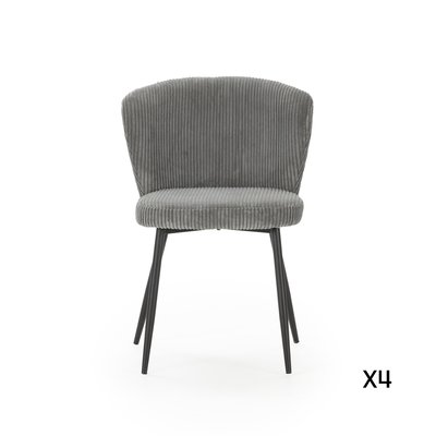 Lot de 4 chaises en velours côtelé avec pieds en métal noir L47 cm - MEGAN CALICOSY