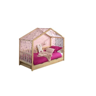 Dallas Lit MH 90 X 200 Naturel + Tente textile papillon + Lit gigogne VIPACK