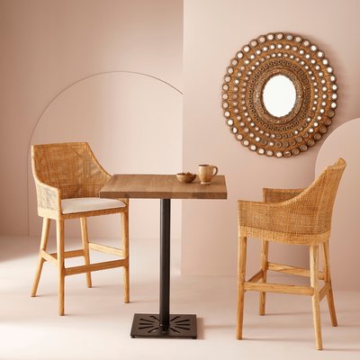 Chaise de bar en rotin et tissu H104 cm - JULIE SIGNATURE
