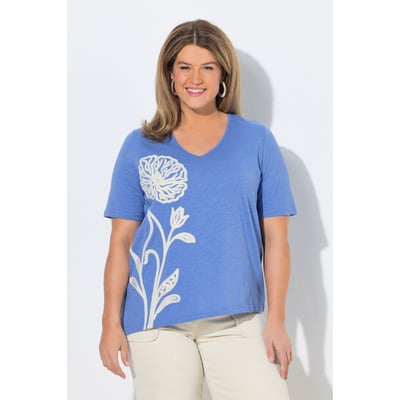 T-shirt long, broderie, manches courtes ULLA POPKEN
