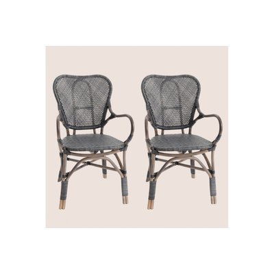 Fauteuils de salle à manger bistrot en rotin (lot de 2) - NICE HELLIN, DEPUIS 1862