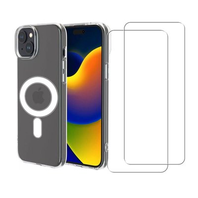 Coque Anti-choc compatible Magsafe pour Iphone 15 Plus Transparente + 2 vitres EVETANE