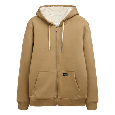 Sweat à capuche zippé en coton mélangé beige uni à coupe droite TEDDY SMITH