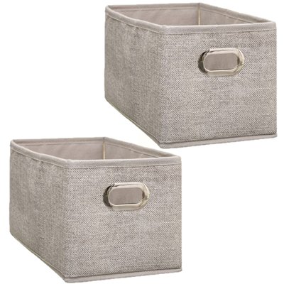 Lot de 2 Boîtes de rangement Largeur 15 x Hauteur 31 cm - Beige chiné TOILINUX