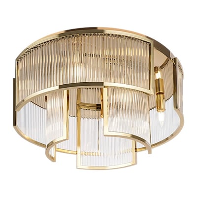 Plafonnier Art Déco verre cannelé – structure dorée ELMA PIER IMPORT