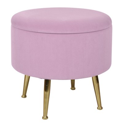 Tabouret pouf rond tissu gris pieds dorés TIM (lot  de 2) PIER IMPORT