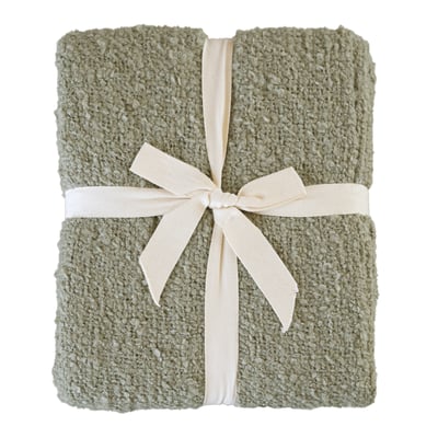 Plaid bouclette doux avec franges - QABANE HOME MAISON