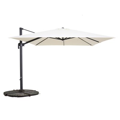 Parasol déporté carré 3 x 3m rotatif 360° et 4 dalles lestées, MALAGA OVIALA