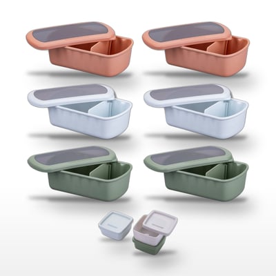 Lot de 6 lunch box 1L avec 3 boites à sauce STORAGE FACKELMANN