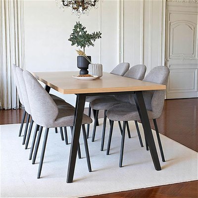 Table à manger en bois 200 cm - motif chevron, pieds noirs GRAZ PIER IMPORT