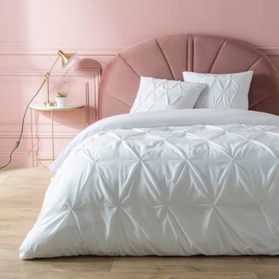 Housse de couette 240x220 + 2 taies 100% coton 57fils finition plissée DECORATIE
