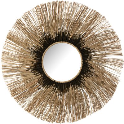 Miroir mural rond raphia naturel et  style bohème chic RECOLLECTION