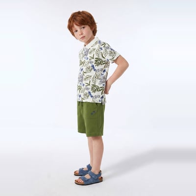 Short élastiqué molleton uni en coton BIO GOTS MONOPRIX