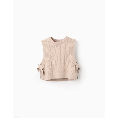 Gilet en Maille Tressée avec Nœuds ZIPPY