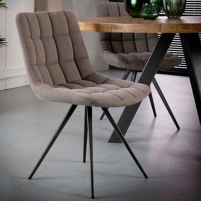 Chaise de salle à manger contemporaine rembourrée tissu jeans sable (lot de 2) PIER IMPORT