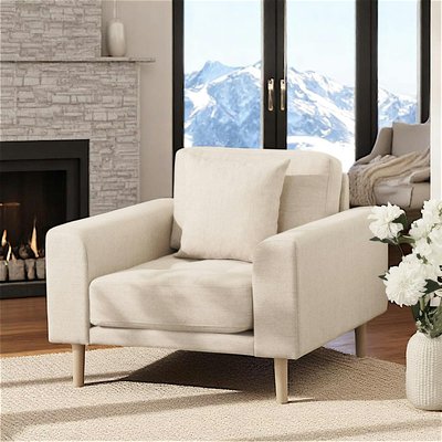Fauteuil blanc sable en tissu AMSTERDAM PIER IMPORT