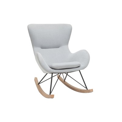 Rocking chair design en tissu effet velours kaki, métal  et bois clair ESKUA MILIBOO