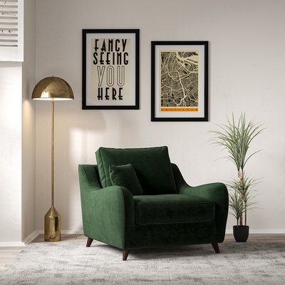 Amelia Velvet Armchair with Dark Wood Legs SO'HOME
