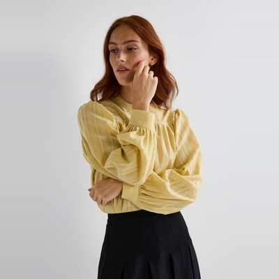 Blouse manches longues unie en coton MONOPRIX