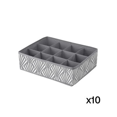 Lot de 10 tiroirs organisateurs 12 compartiments motifs éventails CALICOSY