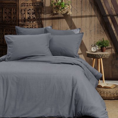 Parure housse de couette percale lavée + 2 taies 65x65 cm HOME WASHED SENSEI MAISON