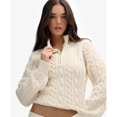 Pull slim en maille torsadée à col camionneur SUPERDRY
