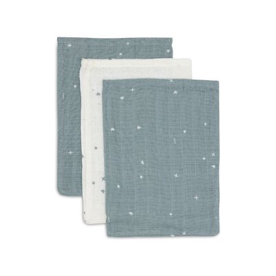 Lot de 3 gants de toilette gaze de coton Twinkling Sea green JOLLEIN