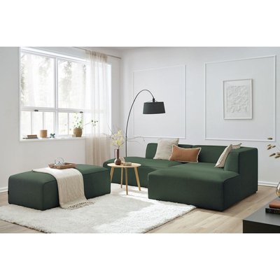 Canapé modulable 5 places en tissu chiné avec pouf, MEGEVE BOBOCHIC