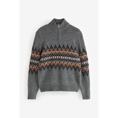 Pull regular jacquard - col zippé NEXT