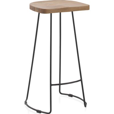 Tabouret bois d'acacia massif et pieds métal  design RECOLLECTION