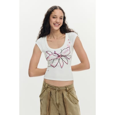 T-shirt ajusté fleur DESIGUAL