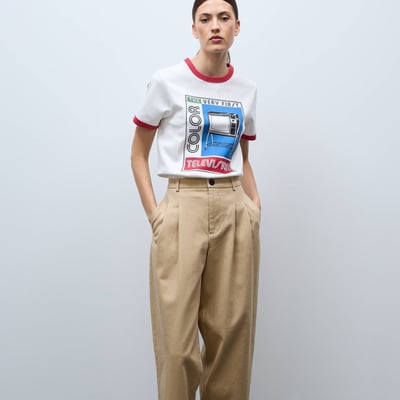 Pantalon à pinces en coton MONOPRIX