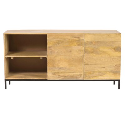 Buffet industriel en bois manguier massif et métal noir 2 portes L145 cm YPSTER MILIBOO
