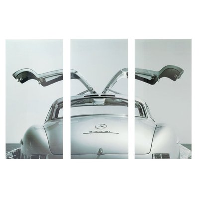 Lot de 3 tableaux en verre voiture, TRIPTYCHON KARE DESIGN