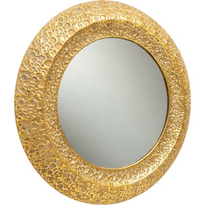 Miroir mural rond doré en métal esprit contemporain RECOLLECTION