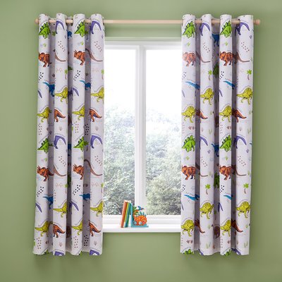 Prehistoric Dinosaurs Lined Eyelet Curtains CATHERINE LANSFIELD