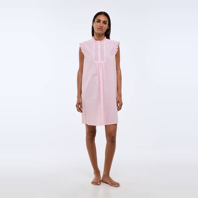 Chemise de nuit vichy sans manches avec détail plastron en coton BIO GOTS MONOPRIX